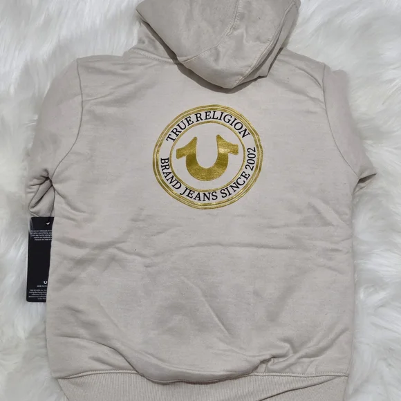 True Religion Beige Kids Hoodie with Logo - Picture 5 of 5